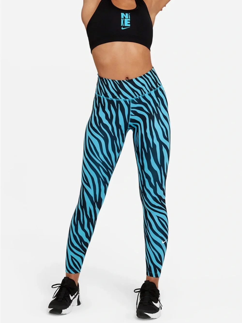 💎RARE SET💎🆕Nike One Icon Clash Zebra Print Sports Bra And Leggings, Size S & M